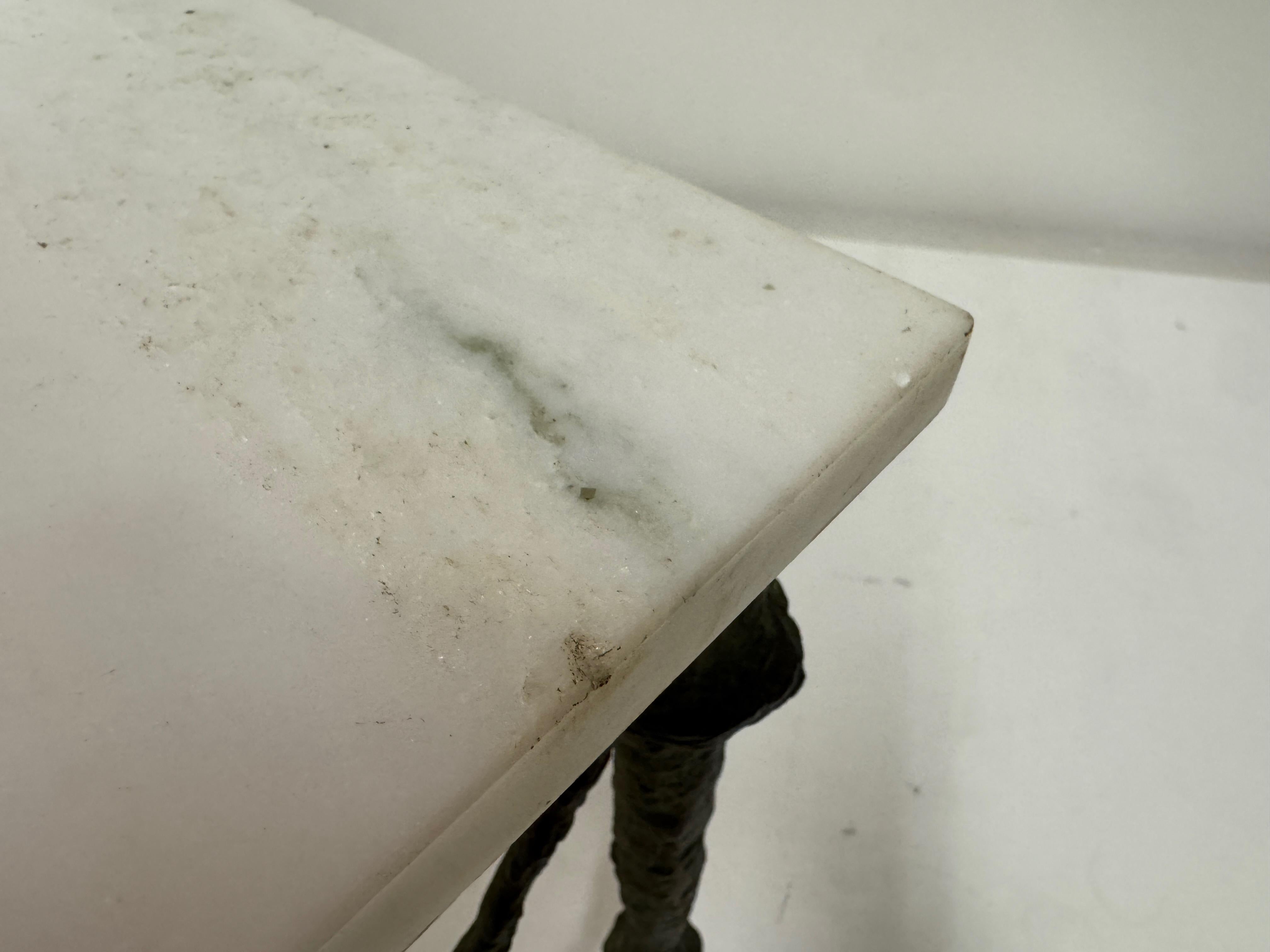Bronze and Marble Coffee Table in the Style of Giacometti For Sale 9