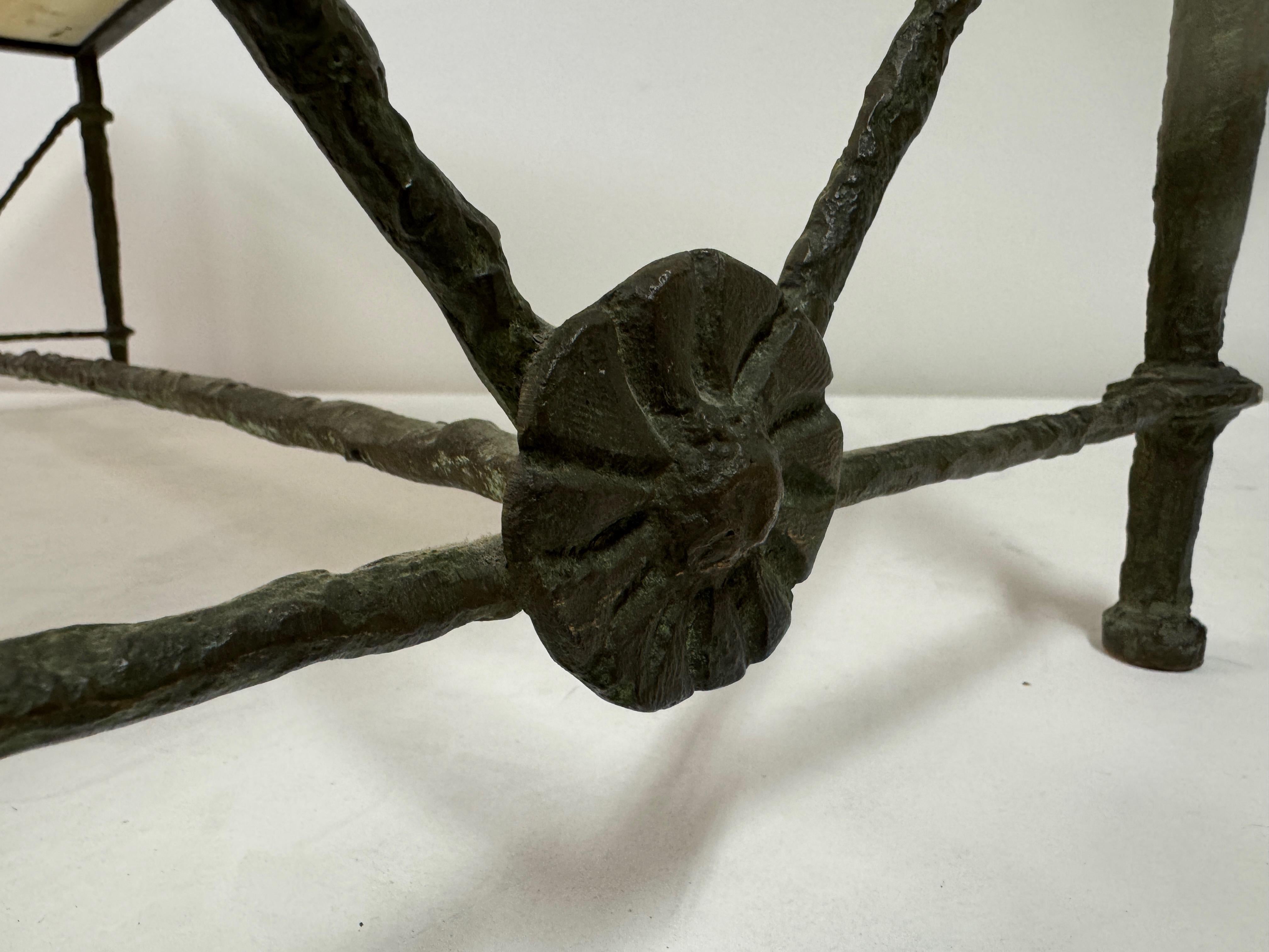Bronze and Marble Coffee Table in the Style of Giacometti For Sale 8