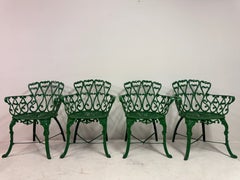 Vintage Mid Century Cast Iron Garden Table and Four Chairs