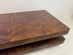 Aldo Tura Lacquered Goatskin Sliding Coffee Table with Rounded Corners 1970s