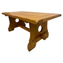 Brutalist Rustic Alpine Oak Dining Table, 1970s