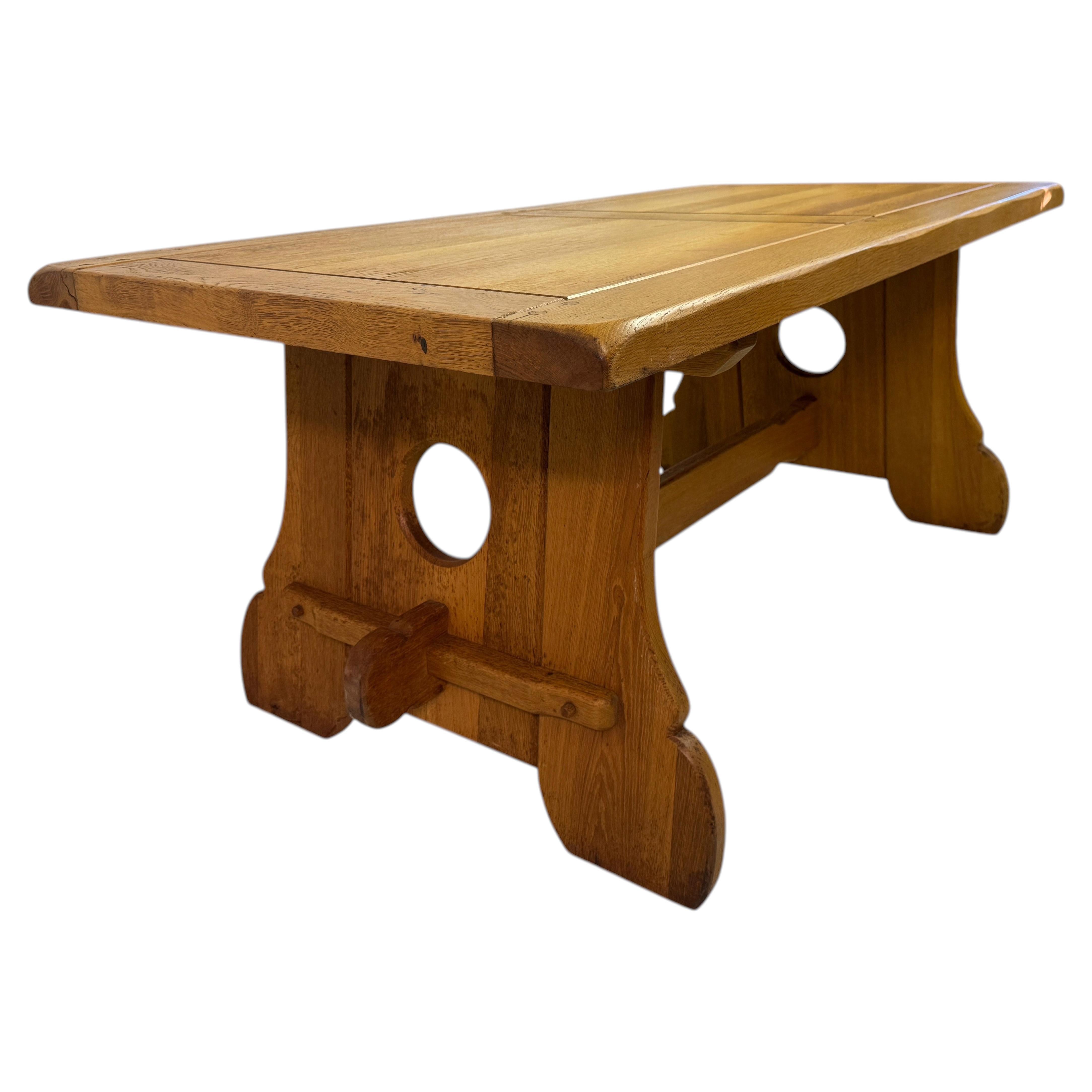 Brutalist Rustic Alpine Oak Dining Table, 1970s For Sale
