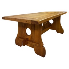 Brutalist Rustic Alpine Oak Dining Table, 1970s