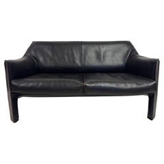 Schwarzes Leder-Sofa CAB 415 von Mario Bellini für Cassina