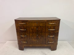Art Deco Italian Burl Walnut Chest of Drawers 1930s-1940s