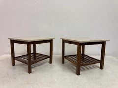 Pair of 1960s Brazilian Side Tables with Marble Tops