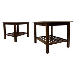 Pair of 1960s Brazilian Side Tables with Marble Tops