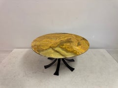 Late 20th Century Round Onyx and Wrought Iron Coffee Table