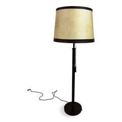 Lampada da terra in pelle e pergamena degli anni ’60 di Charlotte Wawer