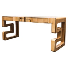 Schreibtisch „Synchronicity“ aus Ahornholz, braunem Nussbaum und Leder, 21. Jahrhundert