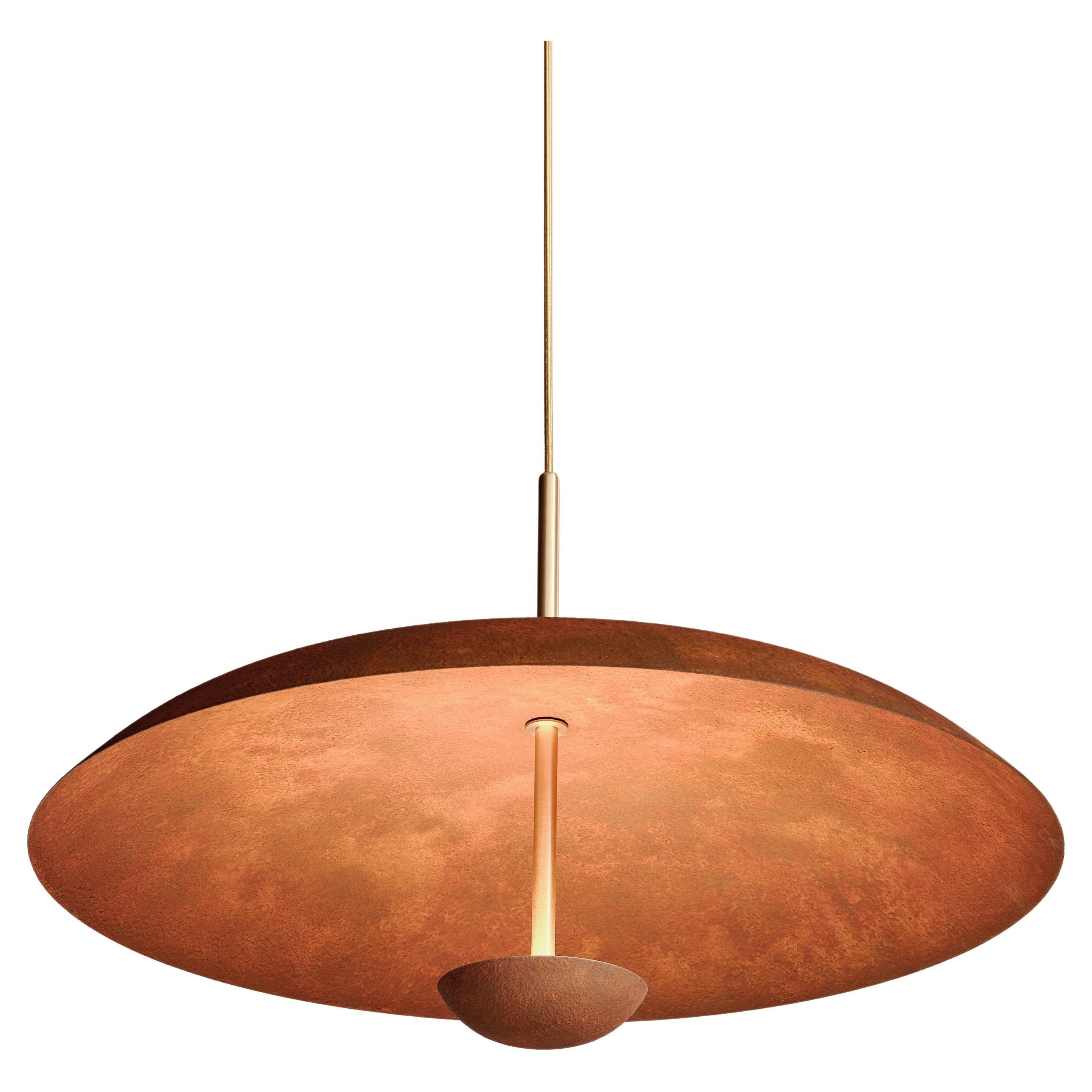 Cosmic 'Rust Pendant 100' Handmade Artisan Rust Patinated Brass Ceiling Light For Sale