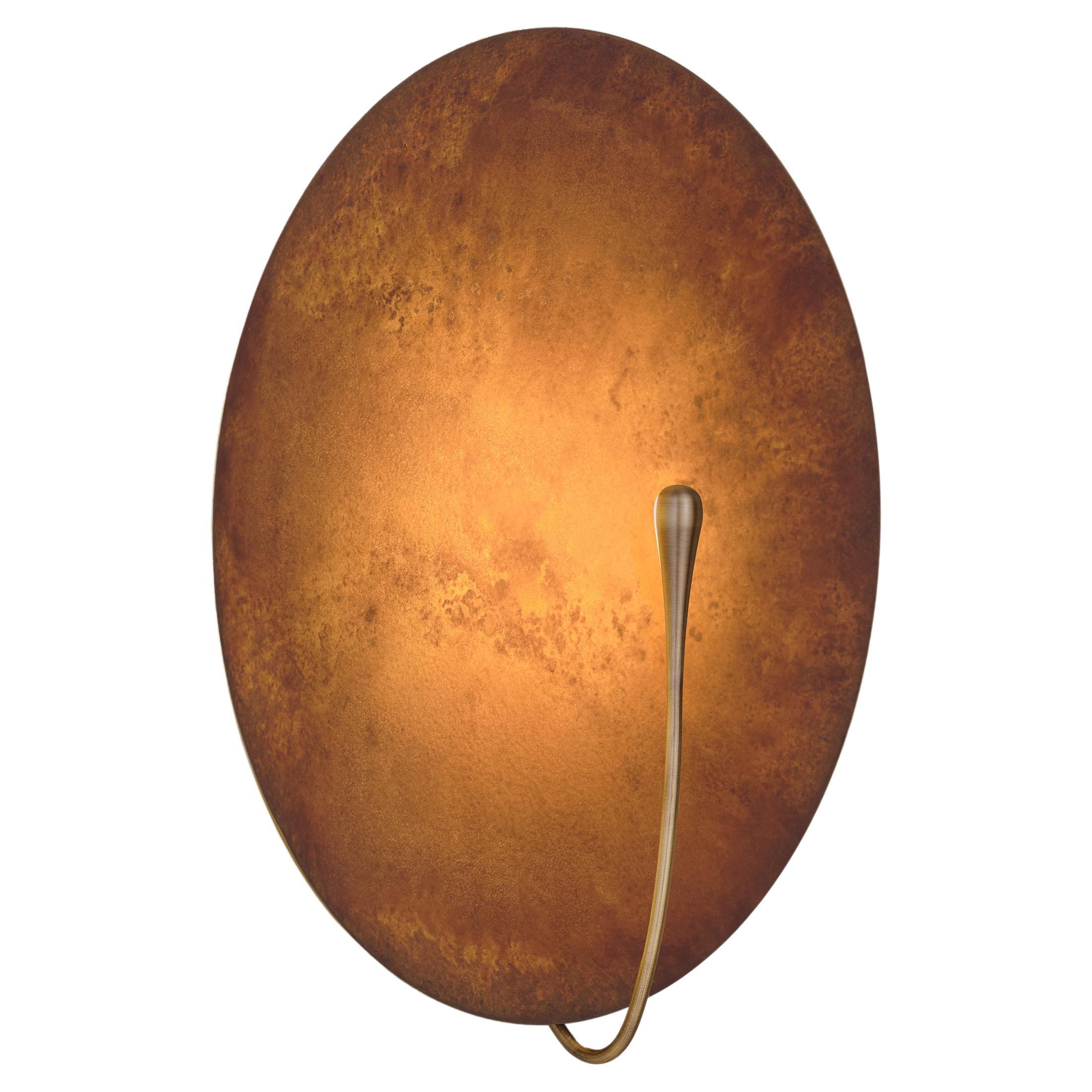 'Cosmic Rust XL' Handmade Patinated Brass Contemporary Wall Light Sconce For Sale