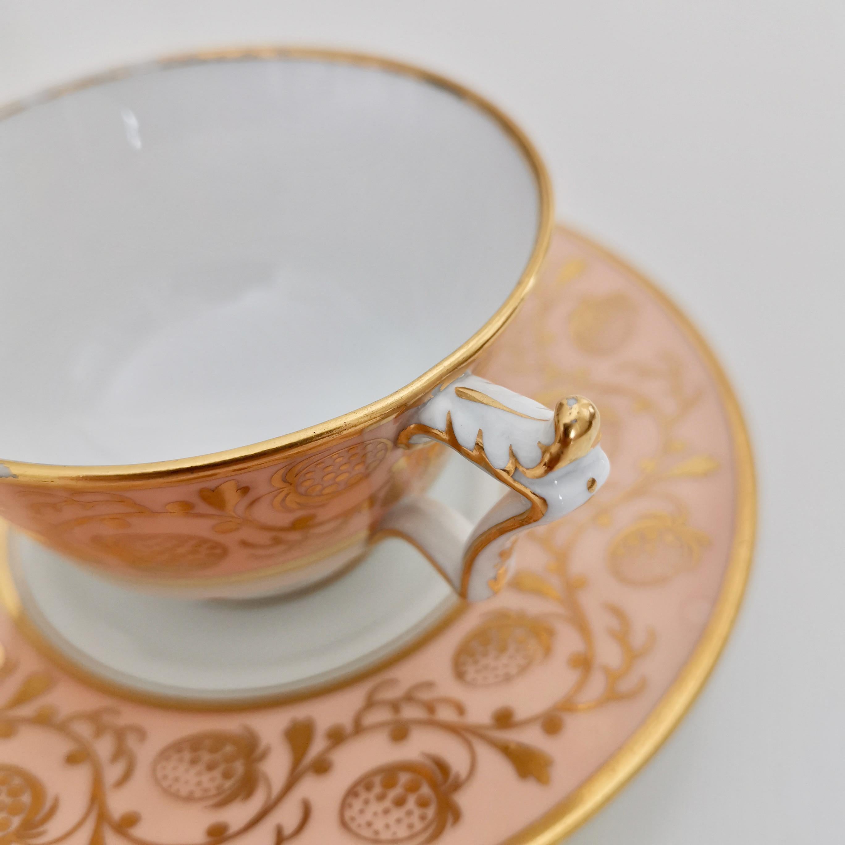 Flight Barr & Barr Teacup Trio, Peach Gilt Strawberries, Regency, circa 1815 7