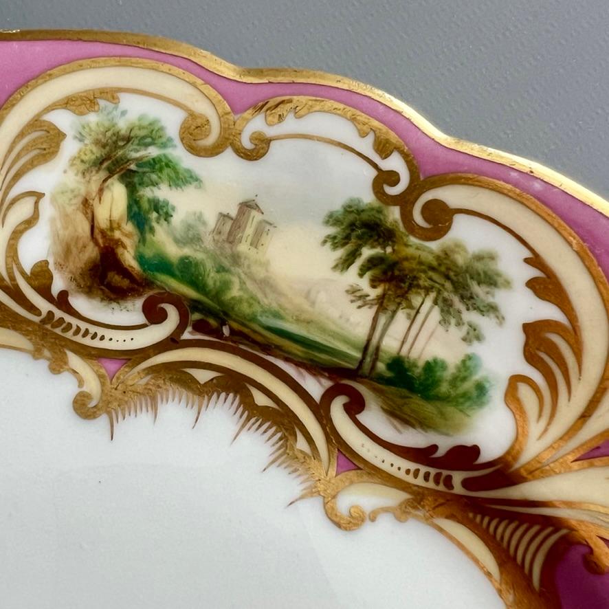 Placa Samuel Alcock, rosa y dorada, Reservas de paisaje, ca 1855 Pintado a mano en venta