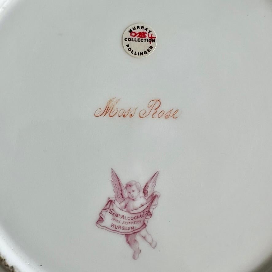 Samuel Alcock Plate, Eau de Nile Green, Gilt, Pink Moss Rose, ca 1850 2