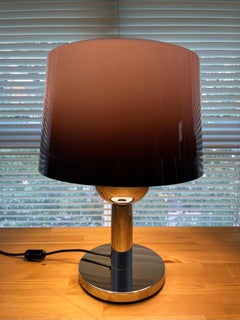 Midcentury Degradé Lucite and Chromed Table Lamp by Lumica, 1970s