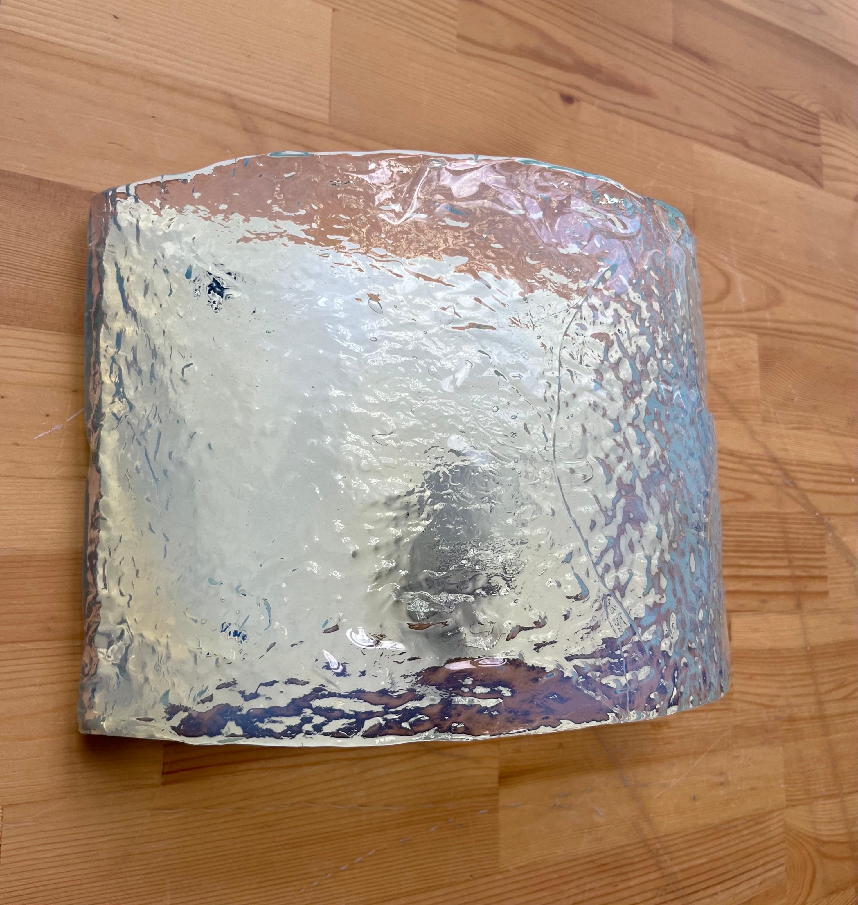 Juego de cuatro apliques de pared de Murano iridiscente de Carlo Nason para Mazzega, años 70 en venta 1