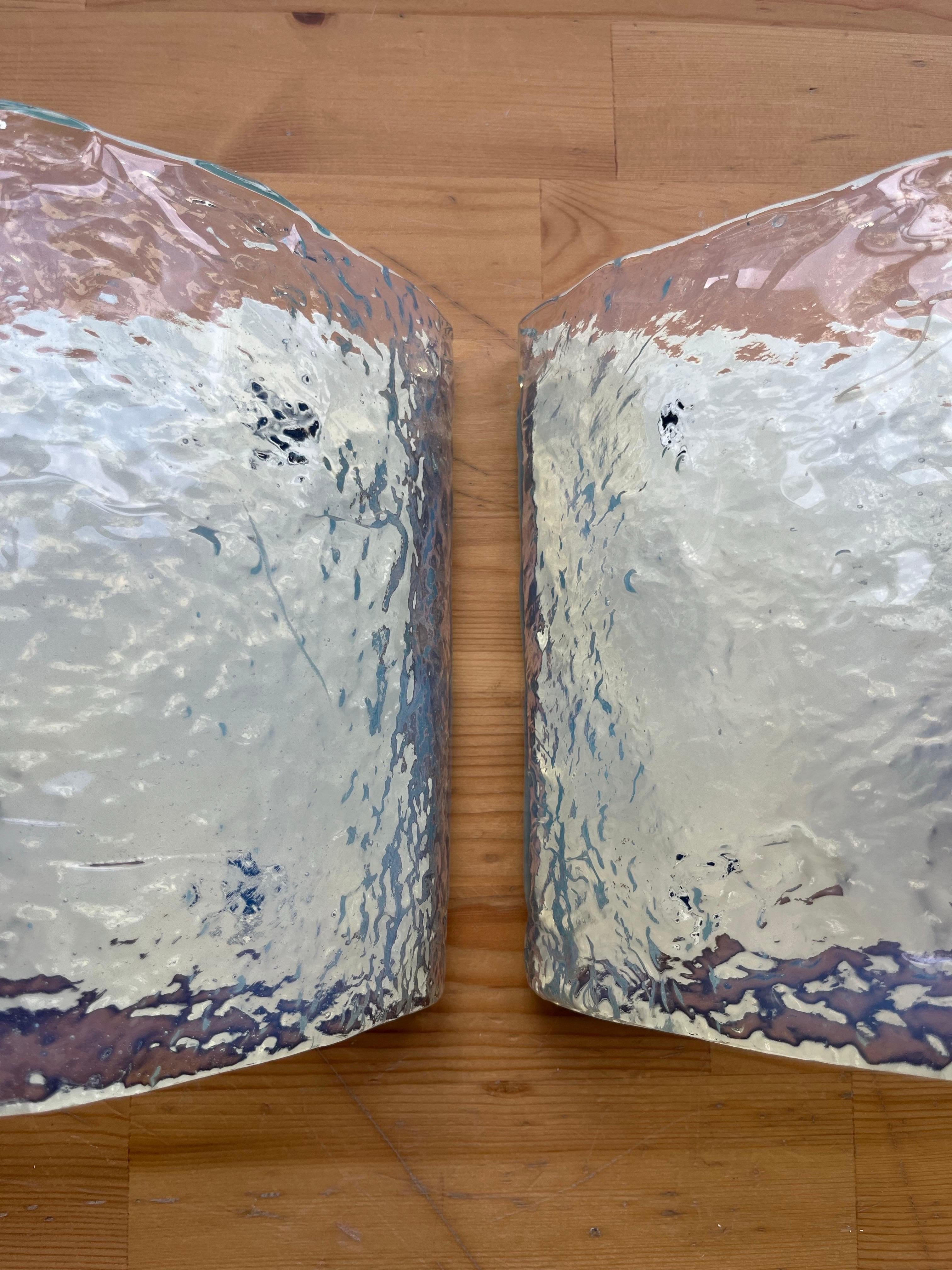 Juego de cuatro apliques de pared de Murano iridiscente de Carlo Nason para Mazzega, años 70 en venta 7