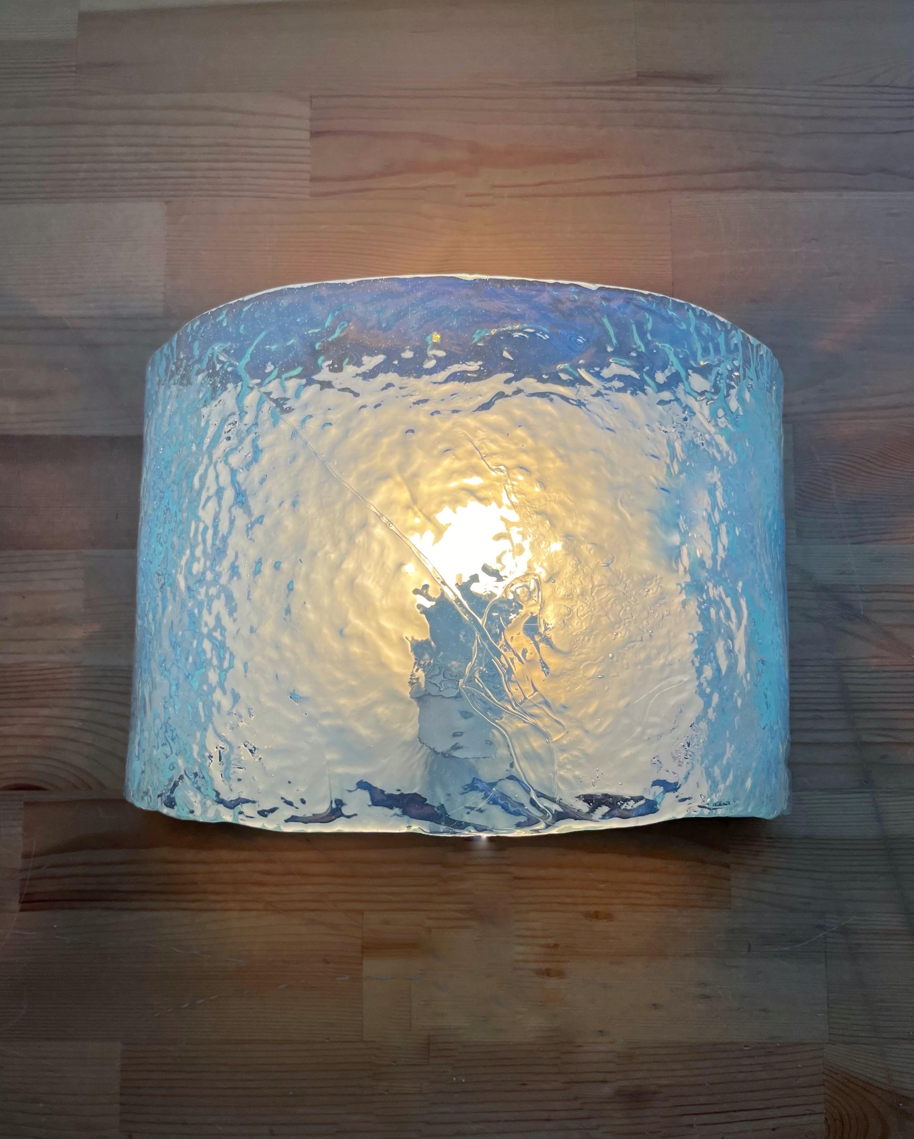 Juego de cuatro apliques de pared de Murano iridiscente de Carlo Nason para Mazzega, años 70 en venta 9