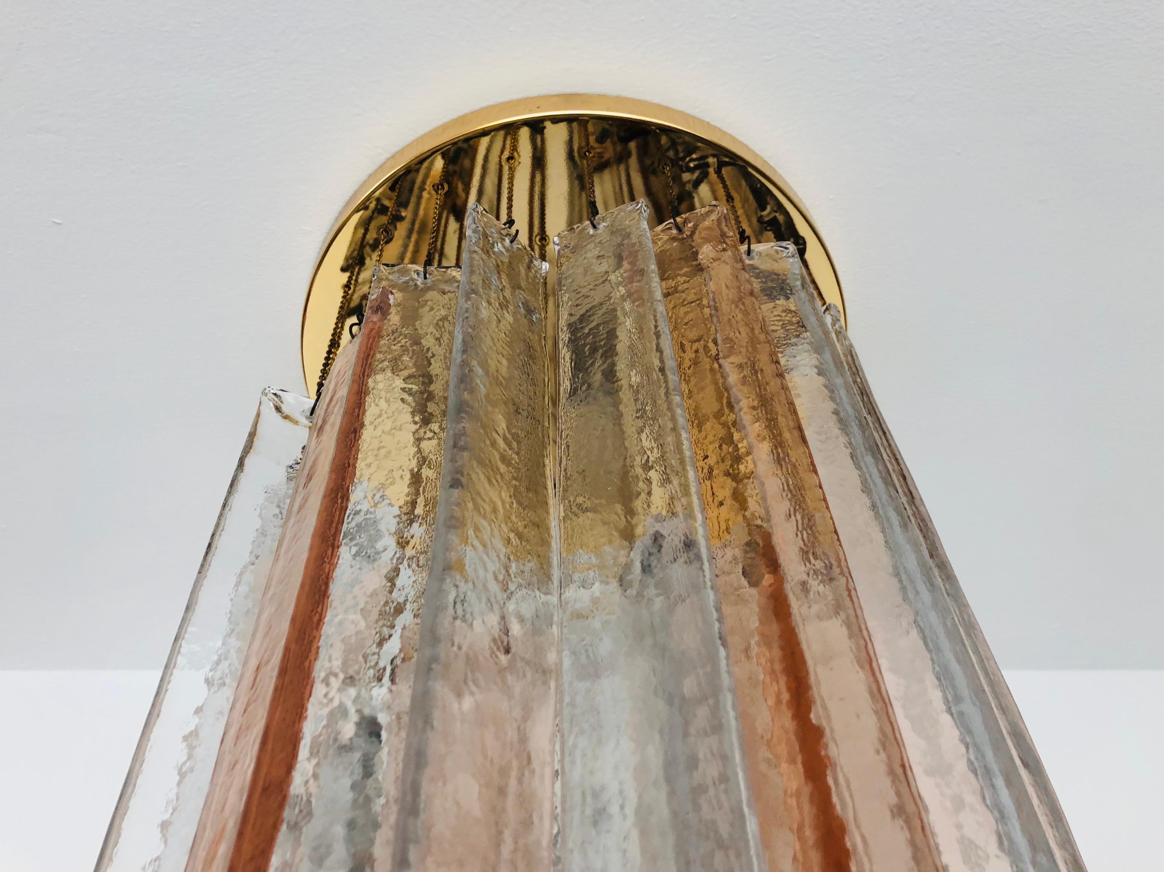 Italian Midcentury Barbie Pink Clear Murano Chandelier by Mazzega, 1970s 1