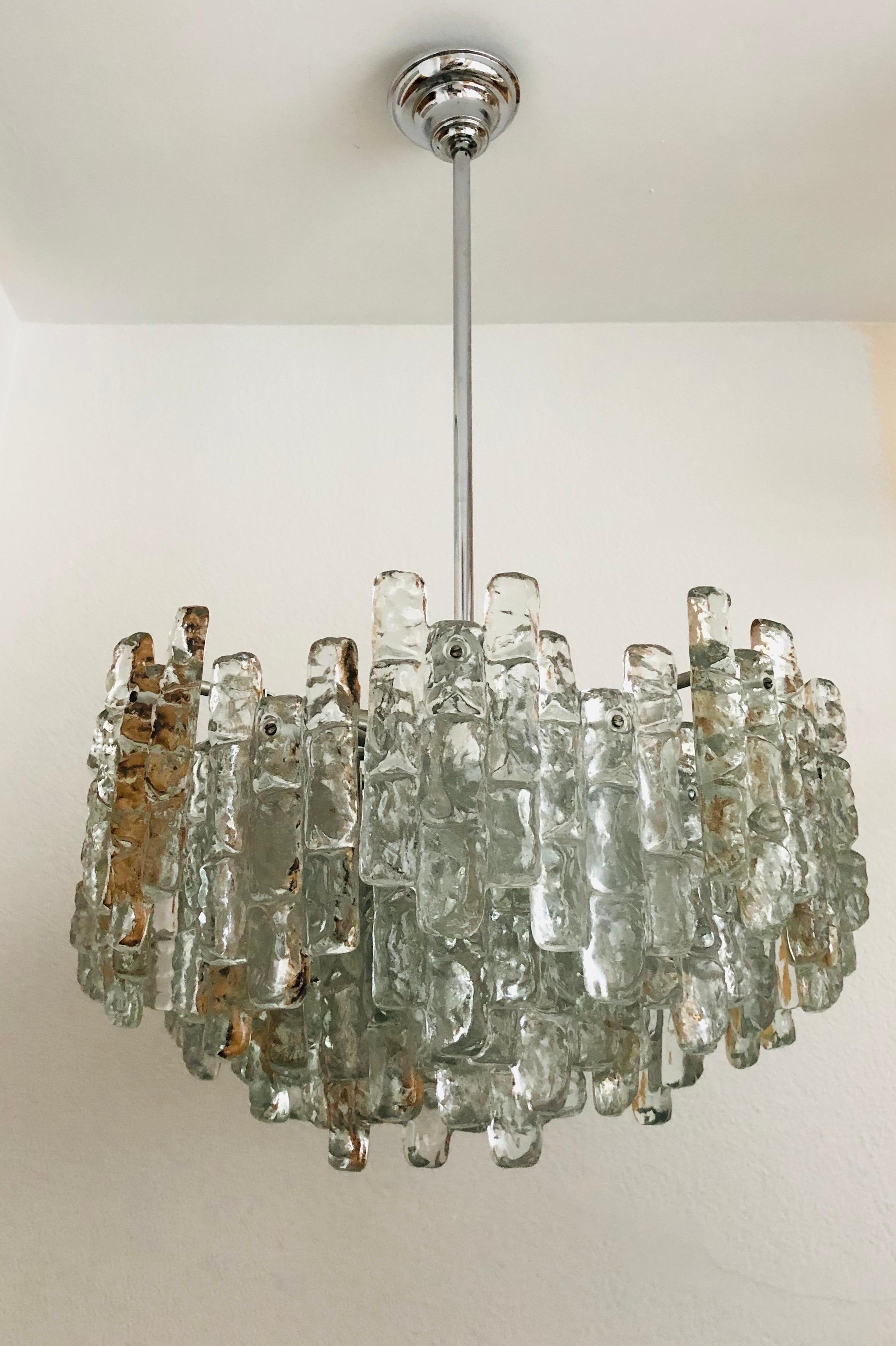 Grande lampadario austriaco in vetro di Murano del Medioevo di Kalmar, anni '70 in vendita 1