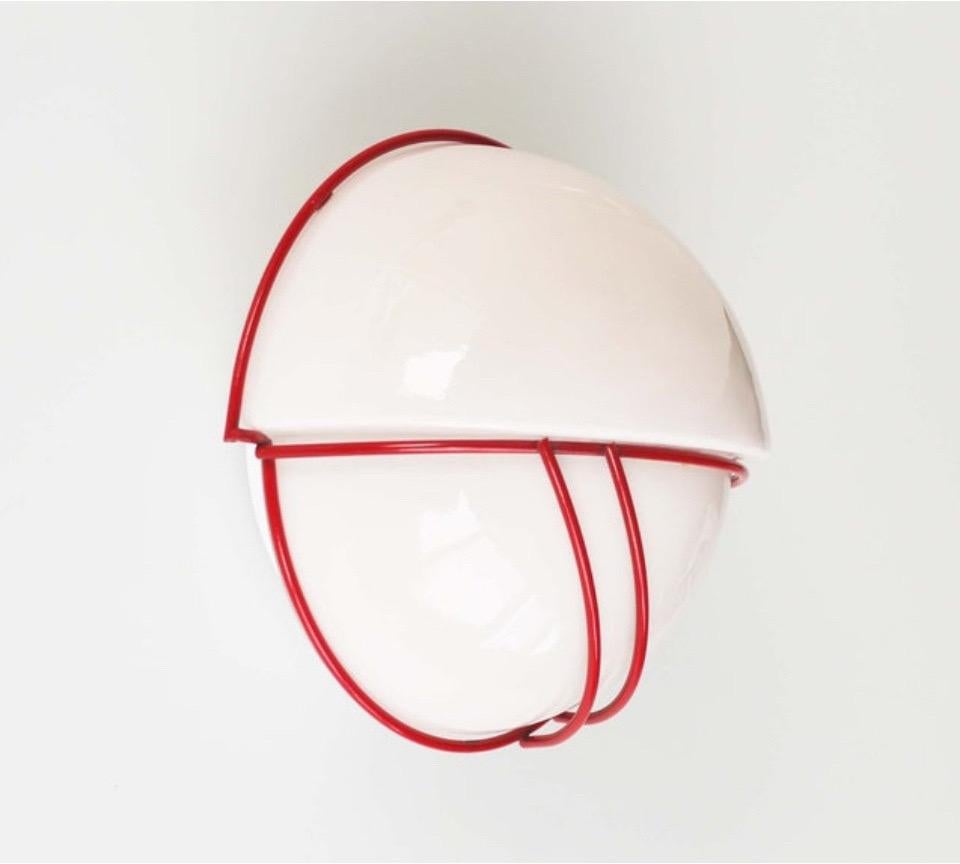 German Postmodern Pair of White Glass Wall Sconces by Sische, 1980s 3