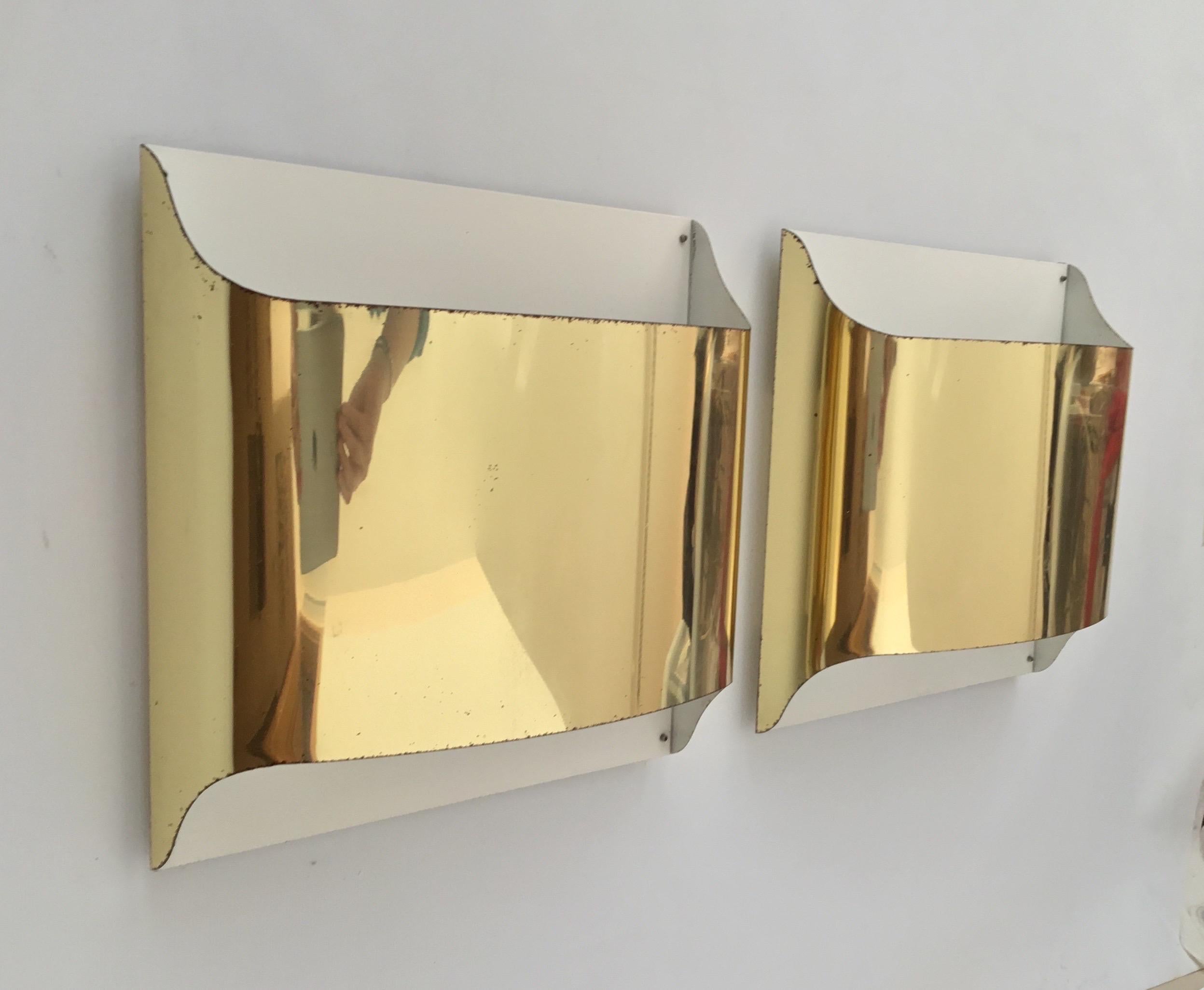 Pair of Spanish Metal Gold Wall Sconces, 1980s For Sale 2