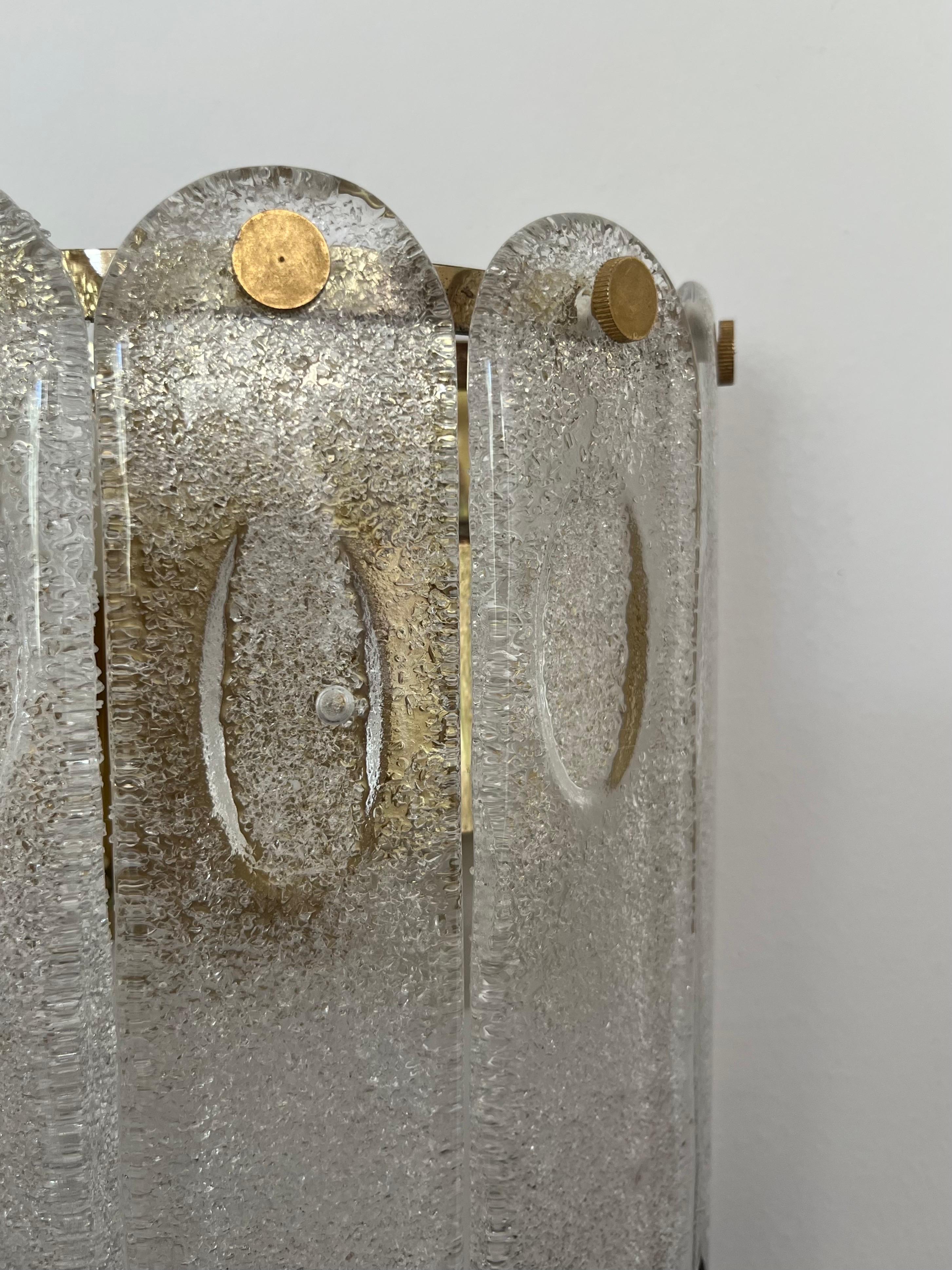 Metal Pair of Midcentury Italian Lilac Murano Glass Wall Sconces by Mazzega, 1970s For Sale