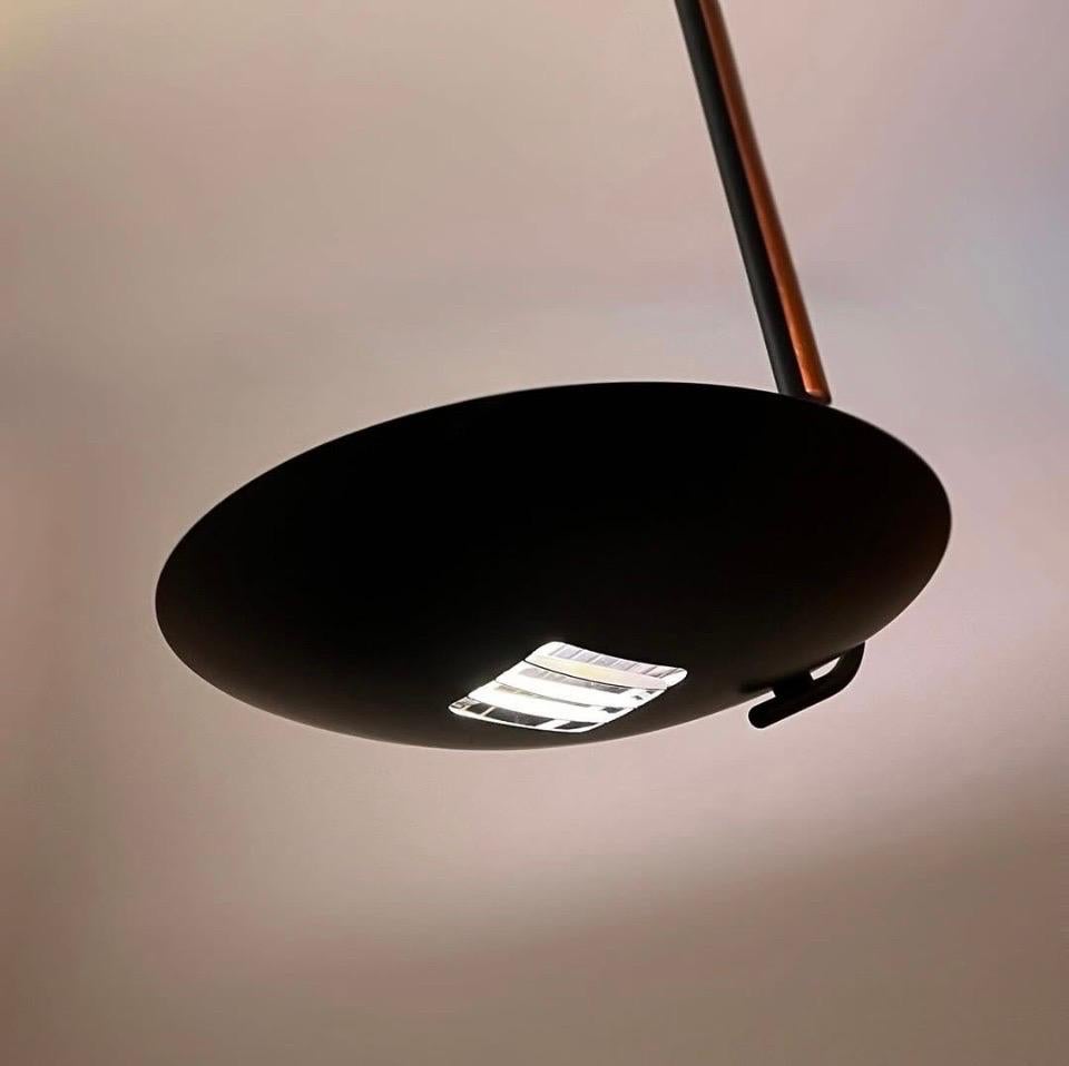 Metal Postmodern Black Chandelier by Estiluz by Leornado Marelli, Barcelona, 1980s For Sale