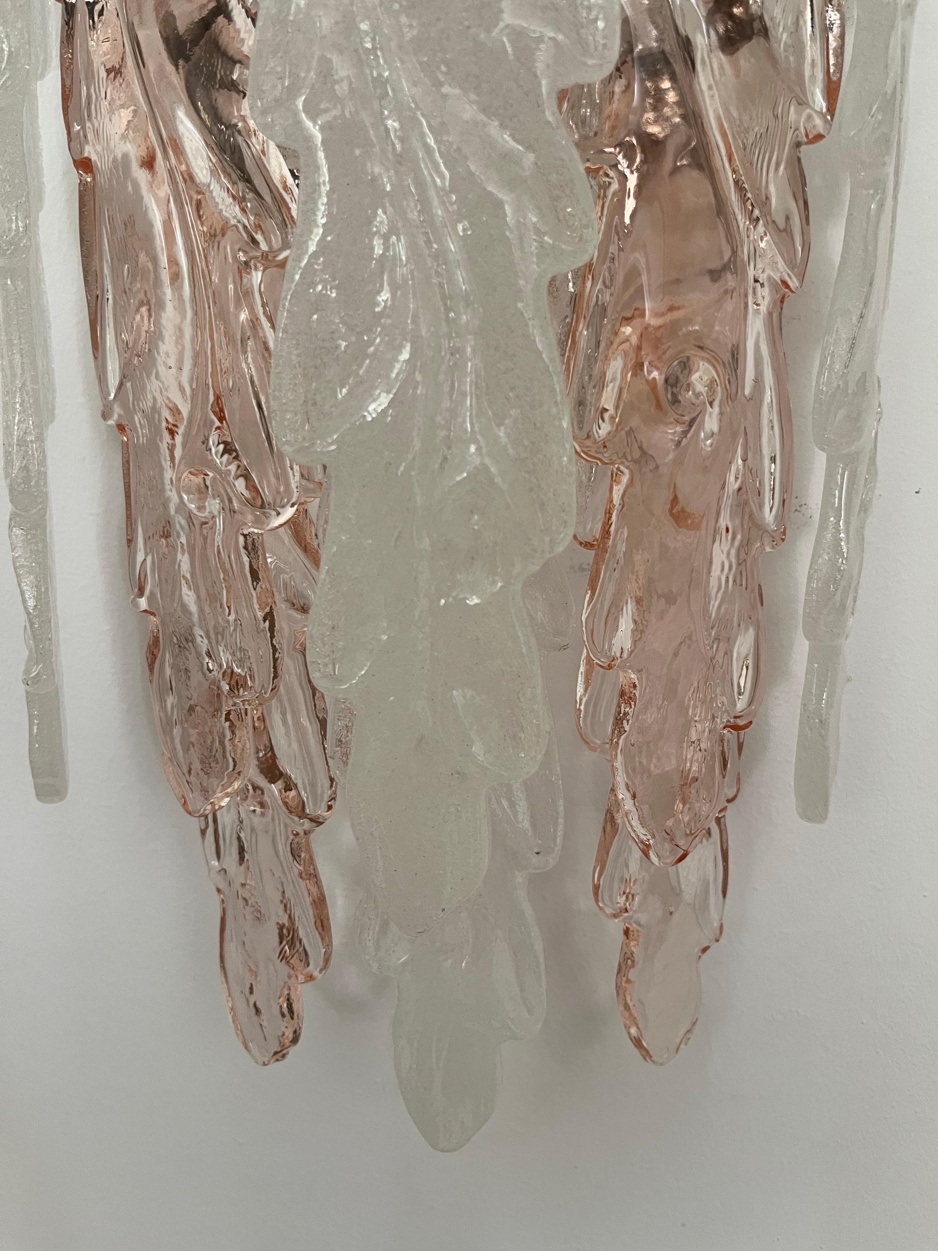 Italienischer Wandleuchter aus rosa Muranoglas von Mazzega aus der Mitte des Jahrhunderts, 1970er Jahre im Zustand „Gut“ im Angebot in Badajoz, Badajoz