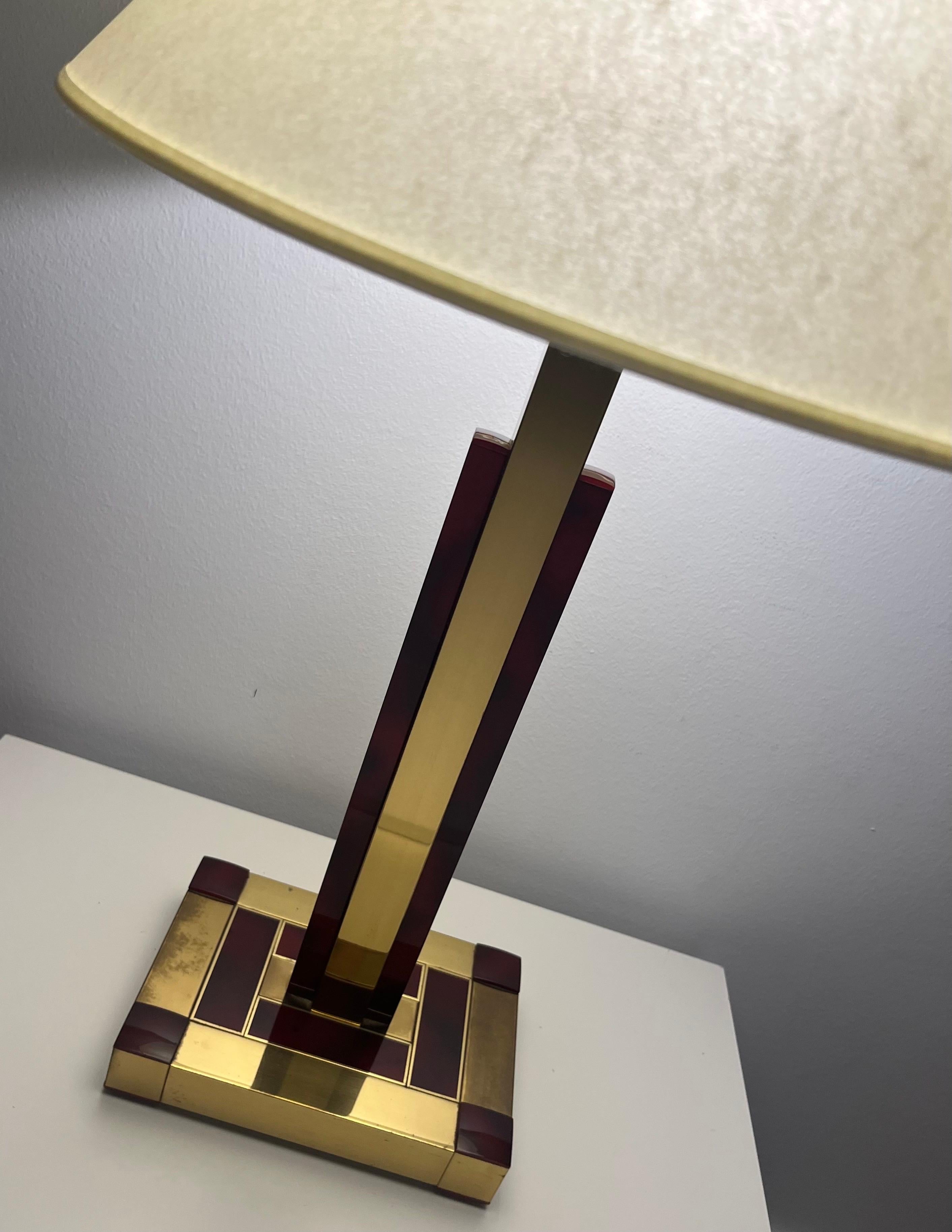 Brass and Tortoiseshell Table Lamp by Willy Rizzo for Lumica, Barcelona, 1970s For Sale 6