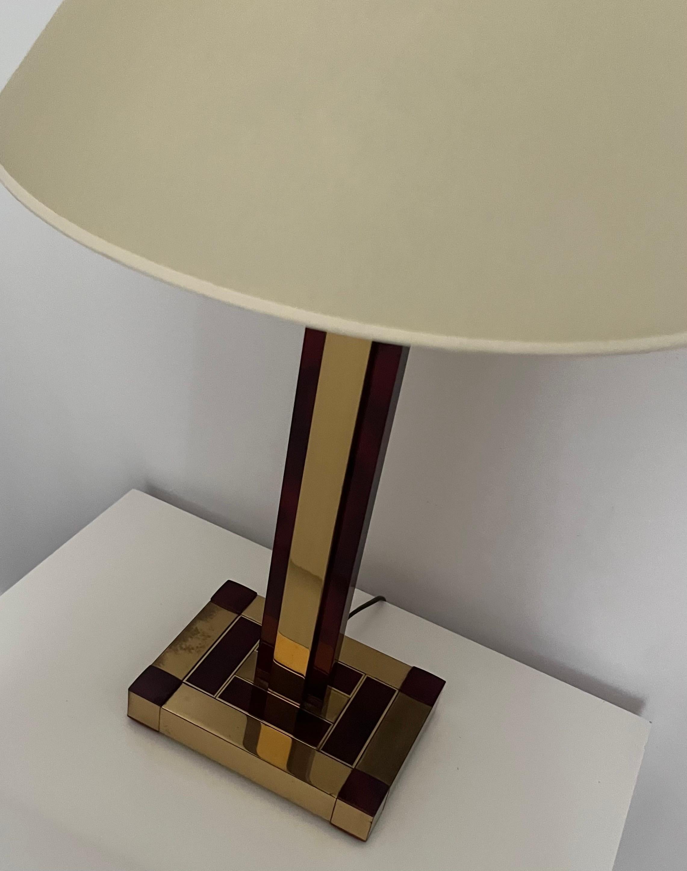 Brass and Tortoiseshell Table Lamp by Willy Rizzo for Lumica, Barcelona, 1970s For Sale 7