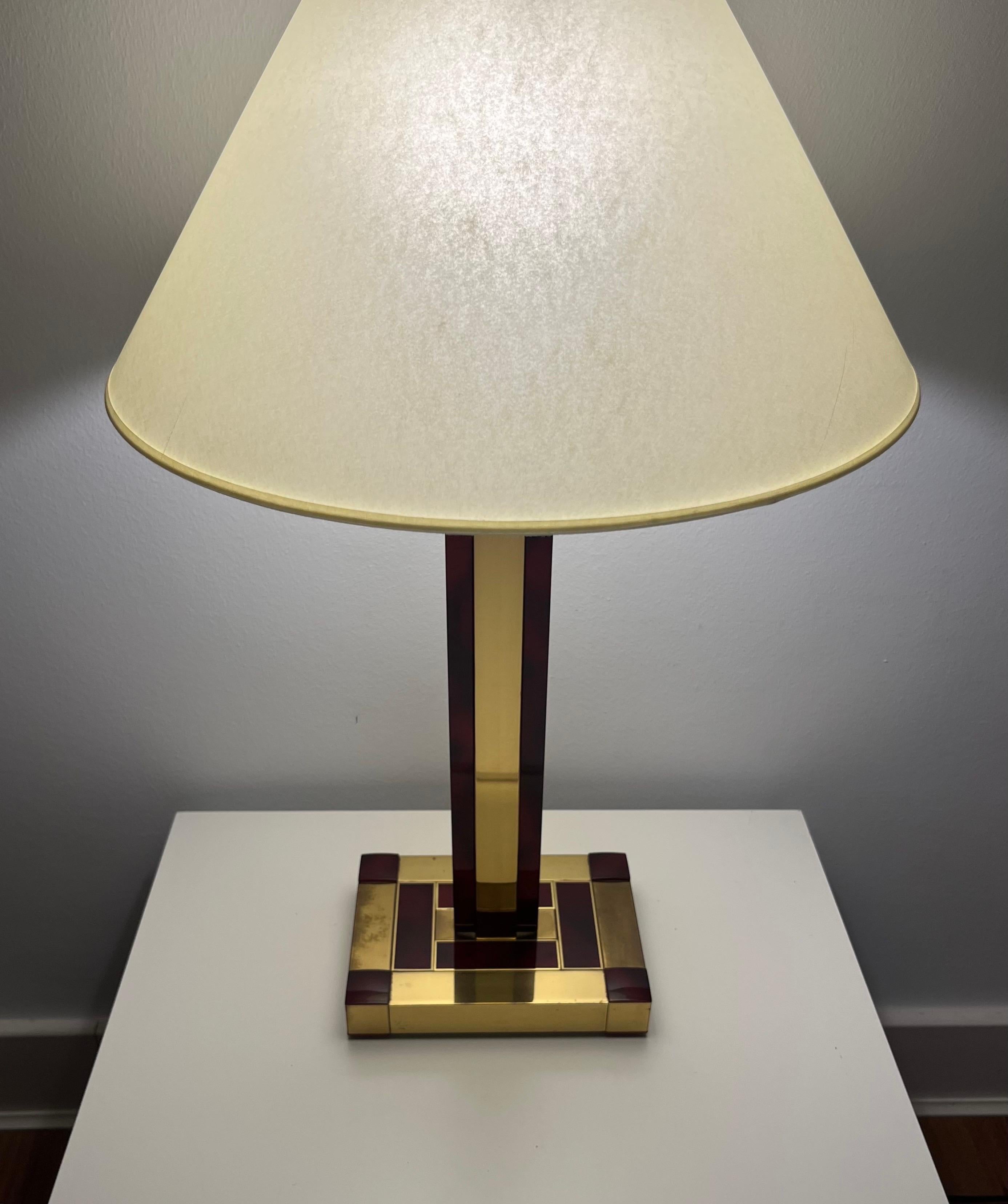 Brass and Tortoiseshell Table Lamp by Willy Rizzo for Lumica, Barcelona, 1970s For Sale 5