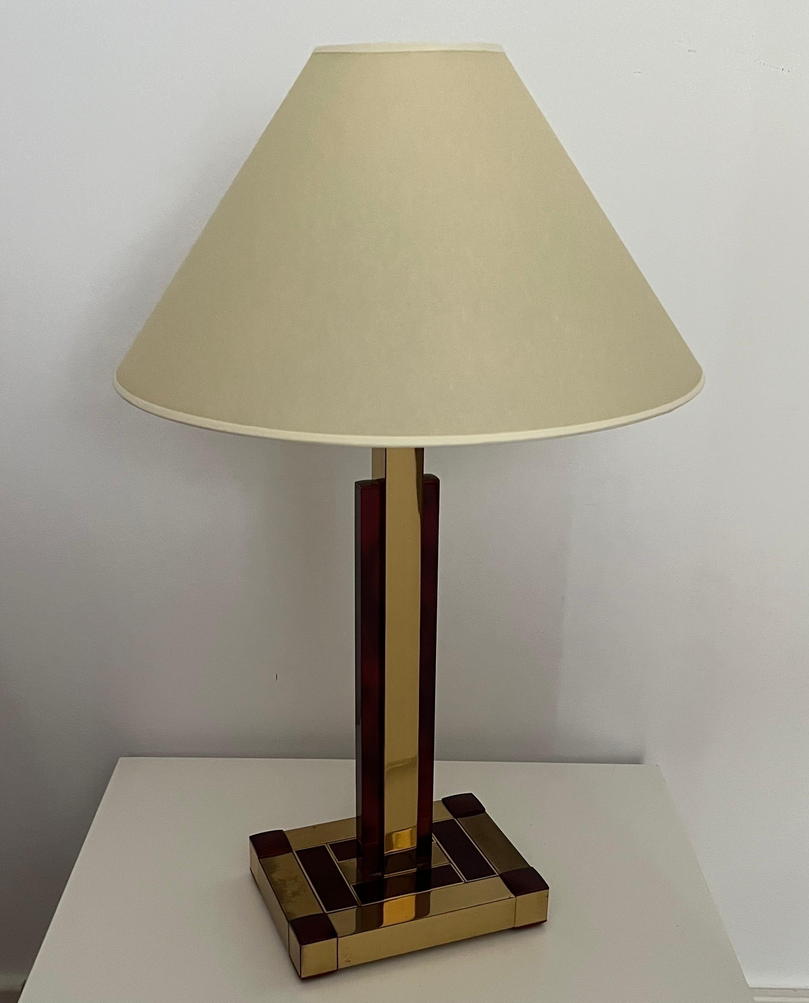 Brass and Tortoiseshell Table Lamp by Willy Rizzo for Lumica, Barcelona, 1970s For Sale 10