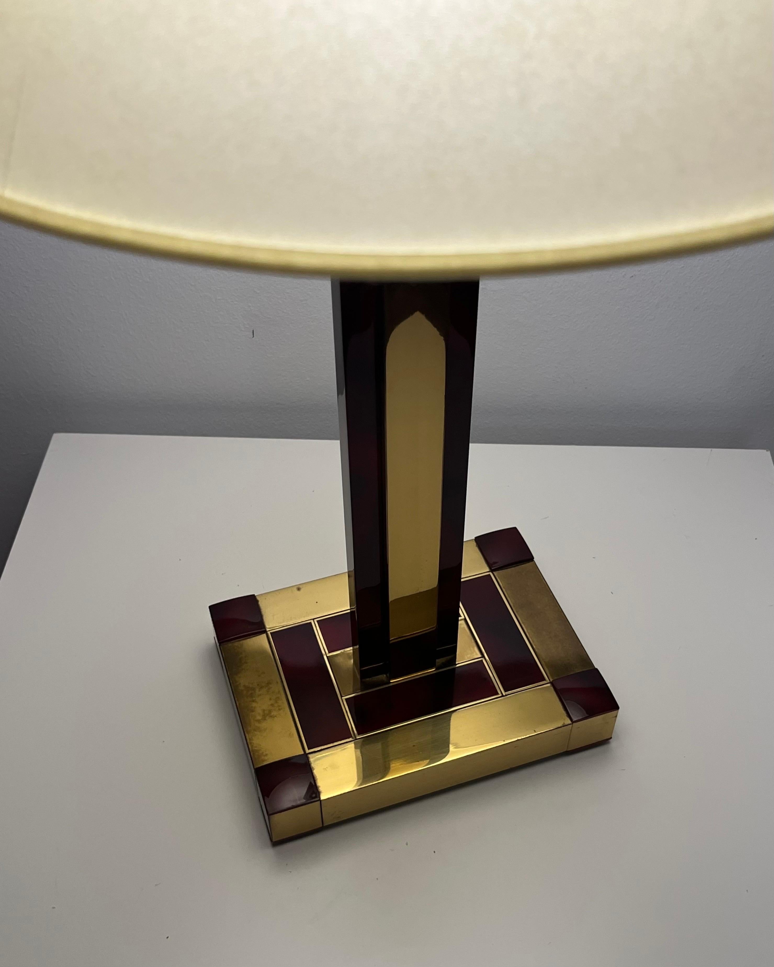 Brass and Tortoiseshell Table Lamp by Willy Rizzo for Lumica, Barcelona, 1970s For Sale 11