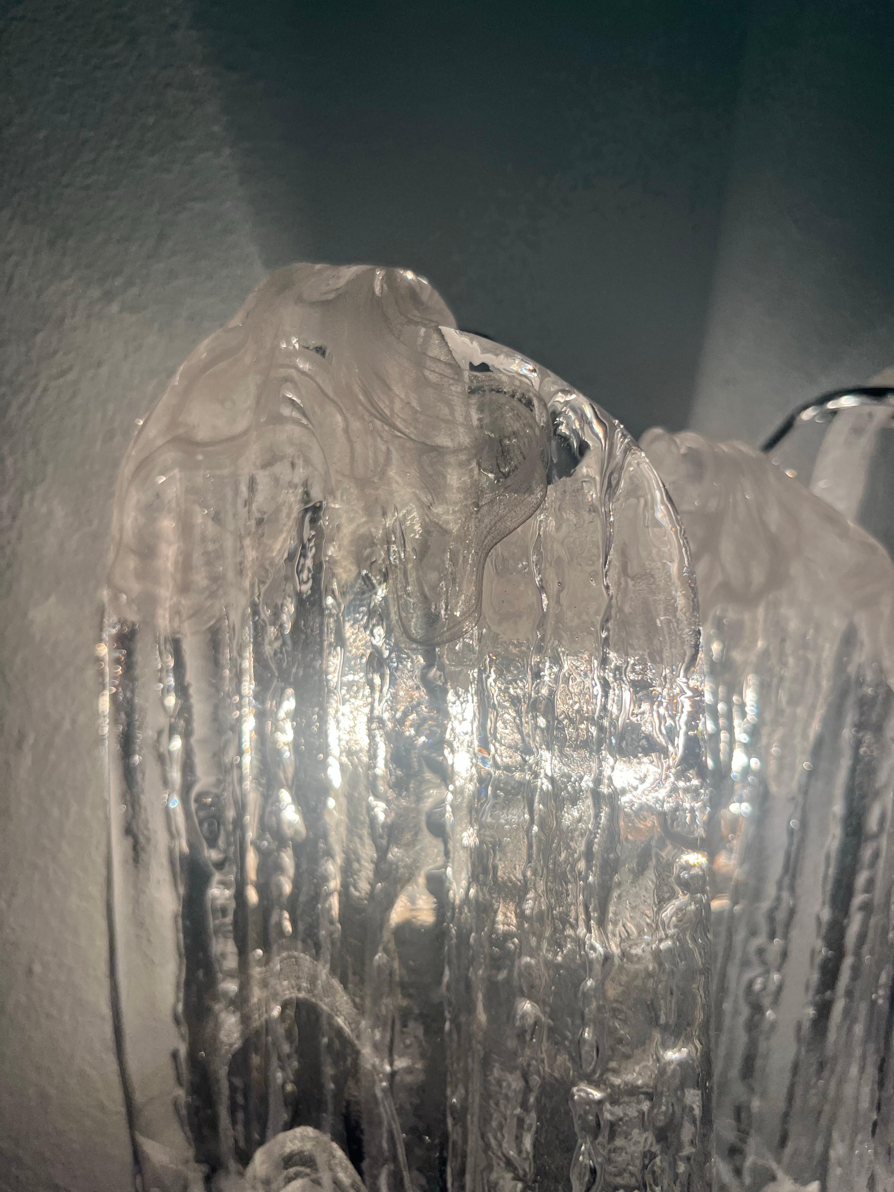 Aplique de pared italiano de mediados de siglo en cristal de Murano blanco transparente de Mazzega, años 70 en venta 8