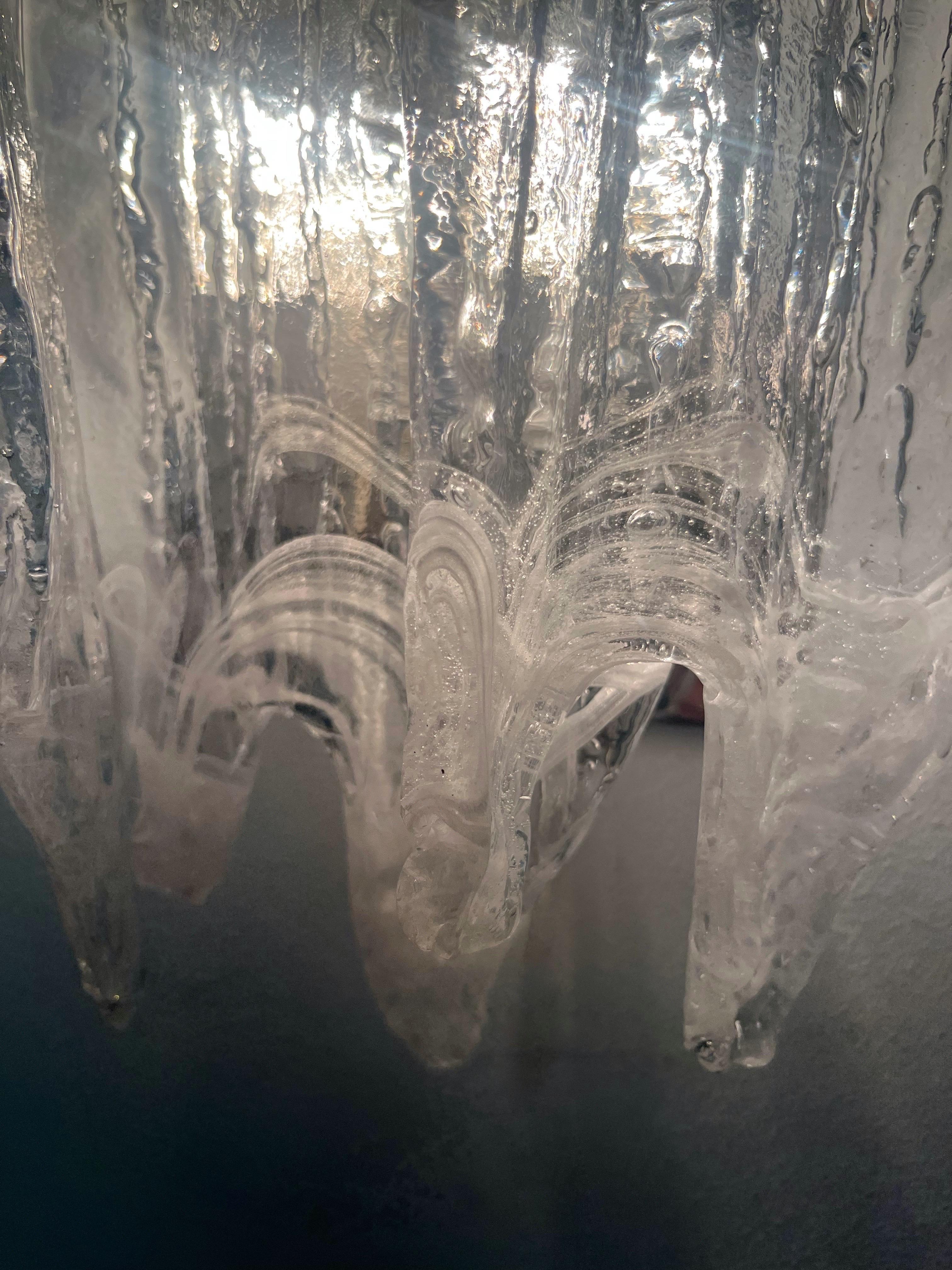 Aplique de pared italiano de mediados de siglo en cristal de Murano blanco transparente de Mazzega, años 70 en venta 5