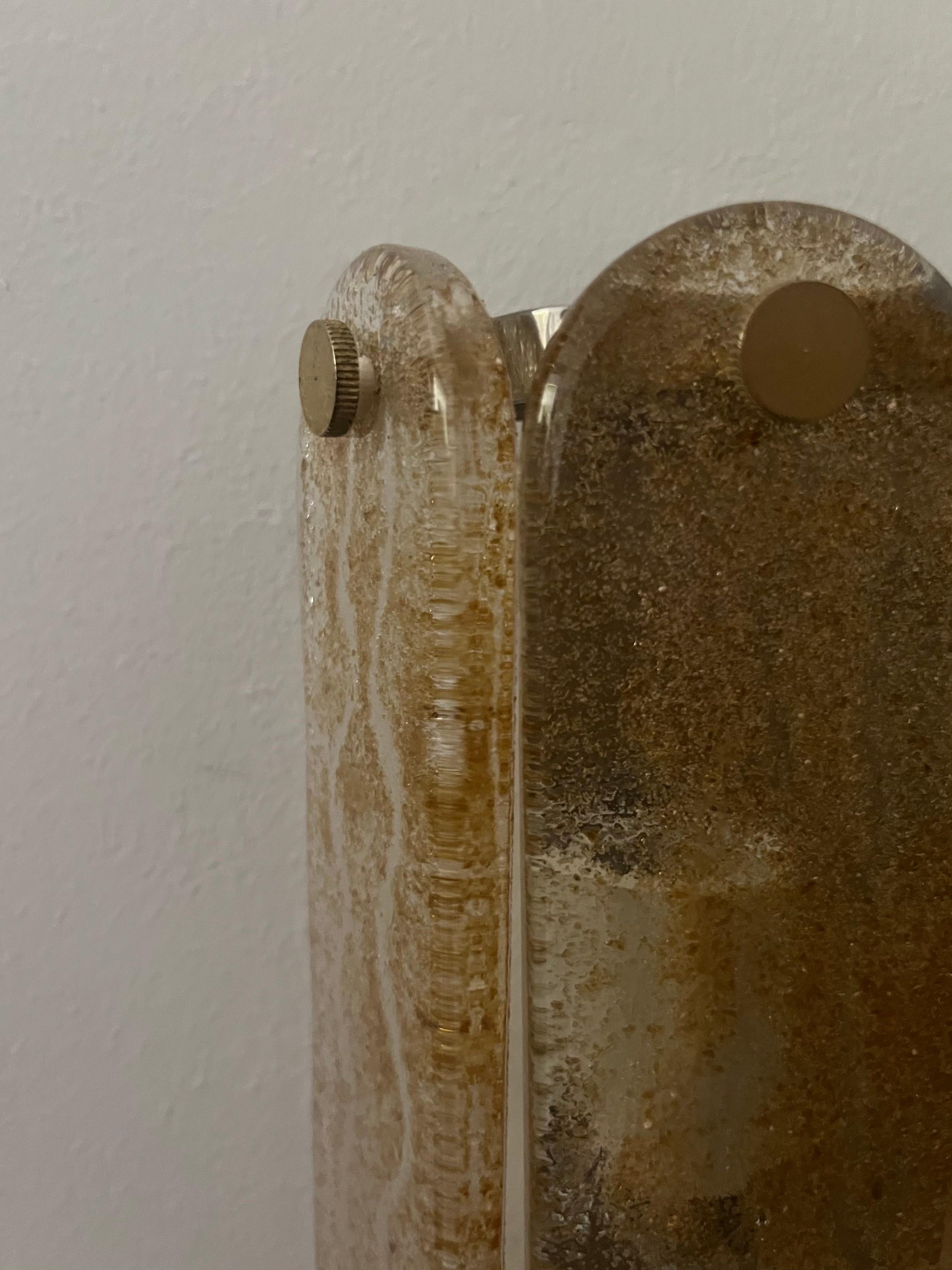 Italian Mid-Century Set of Four Amber Murano Wall Sconces by Mazzega, 1970s For Sale 10
