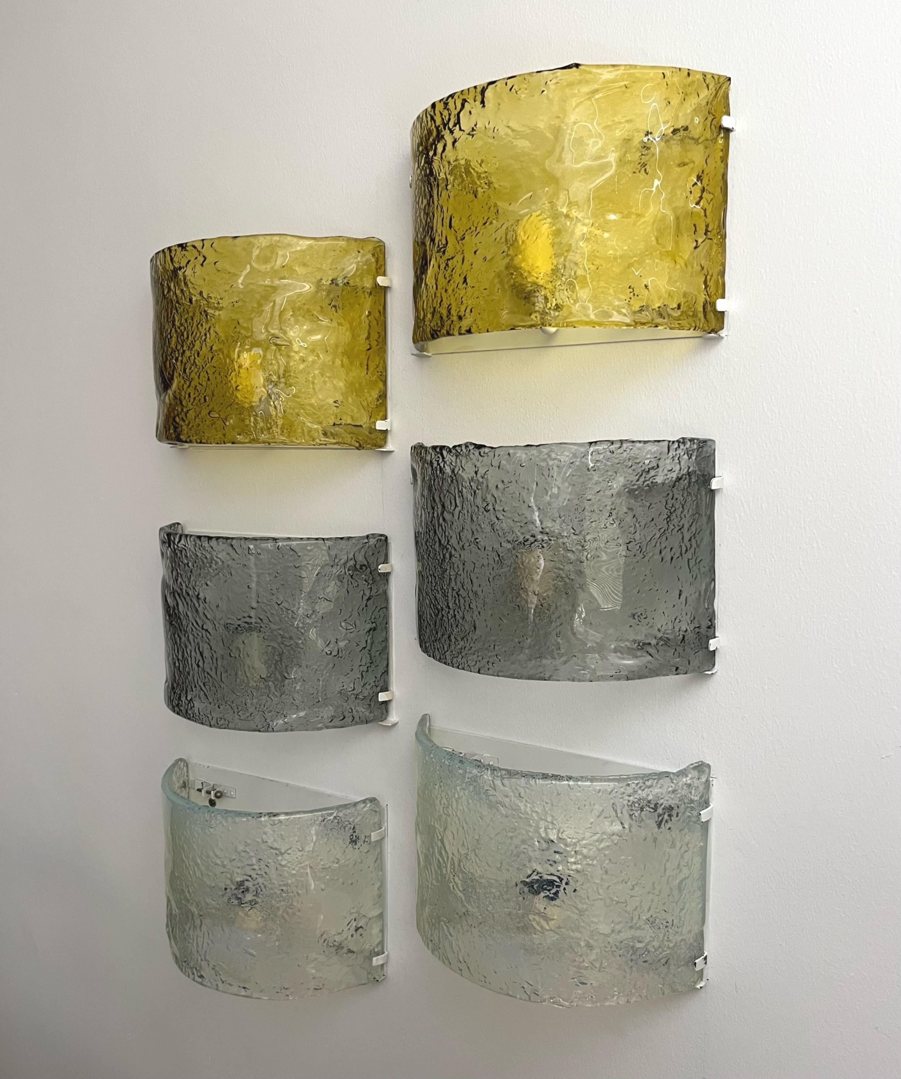 Paire d'appliques murales italiennes iridescentes de Murano par Carlo Nason pour Mazzega, 1970 en vente 18