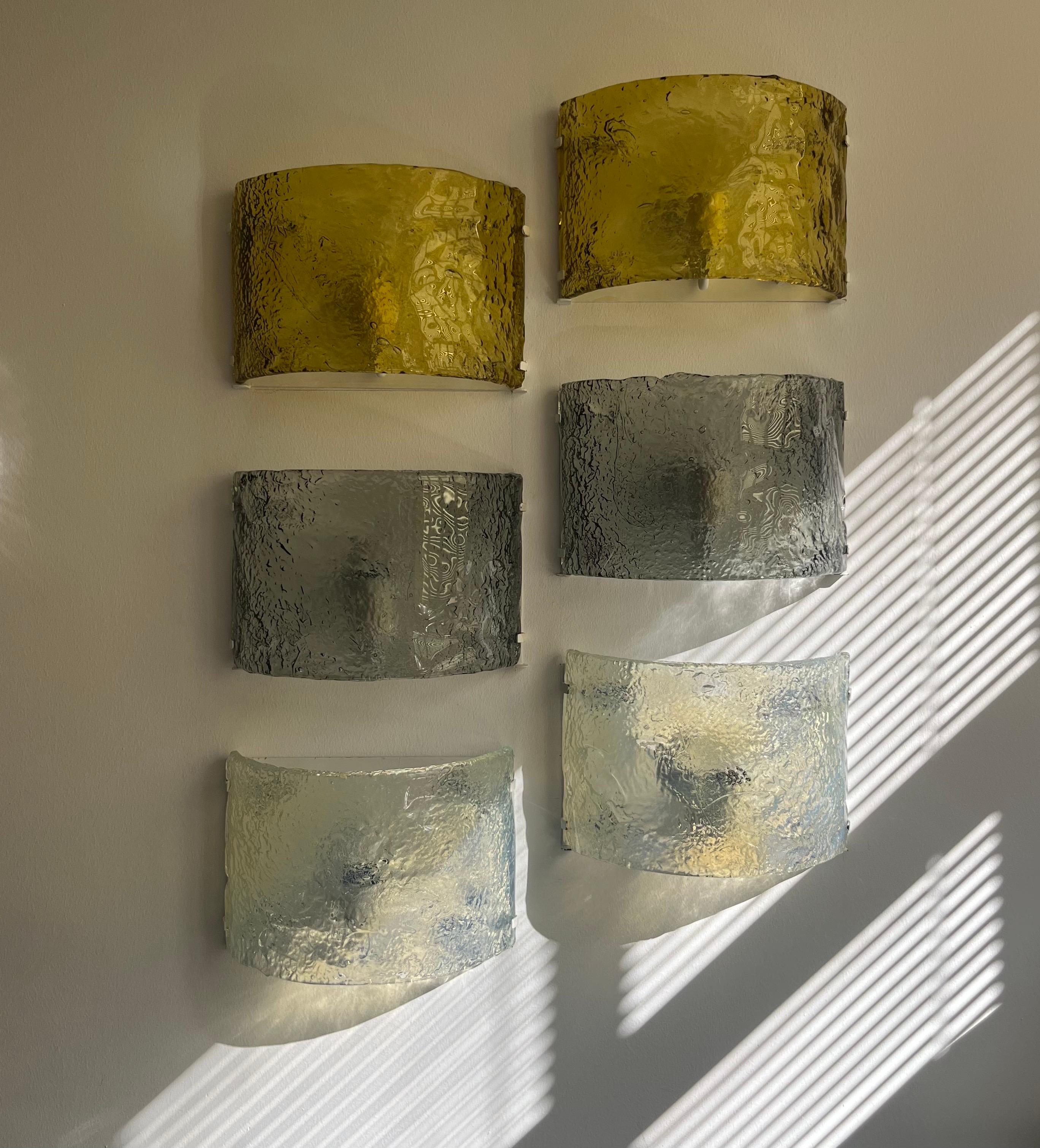 Juego de cuatro apliques de pared de Murano iridiscente de Carlo Nason para Mazzega, años 70 en venta 17
