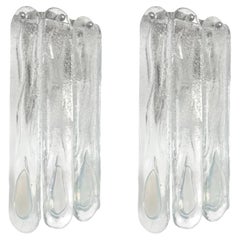 Pair of Midcentury Italian Iridescent Murano Wall Sconces by Mazzega, 1970s