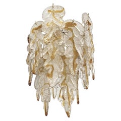 Italian Mid-Century Italian Leaf Murano Glass Chandelier by Mazzega, 1970s