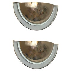 Large Postmodern Pair of Gold Glass Wall Sconces by Estiluz, Barcelona, 1980s