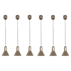 Set aus sechs langen Goldkronleuchtern von Estiluz, Barcelona, Mitte des Jahrhunderts, 1970er Jahre