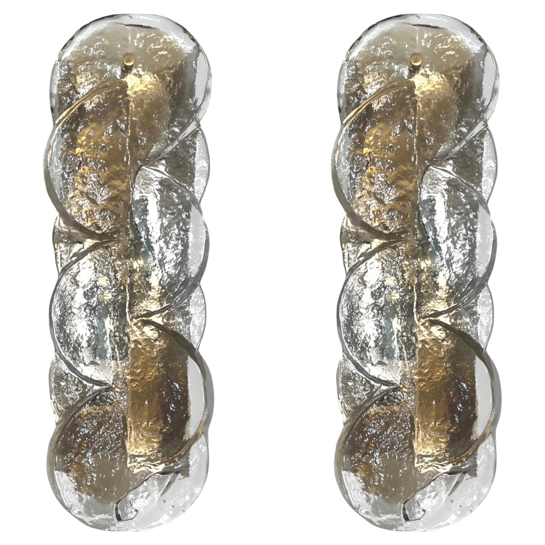 Austrian Mid-Century Pair of "Citrus" Murano Glass Wall Sconces by Kalmar, 1970s For Sale