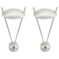 Postmodern Pair of Chromed Table Lamps by Leonardo Marelli for Estiluz, 1980s