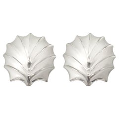 Paire d'appliques murales allemandes du milieu du siècle dernier en verre transparent coquillage de Hillebrand, 1970
