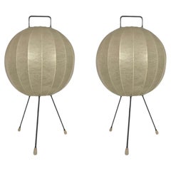 German Midcentury Pair of "Cocoon" Table Lamps by Friedel for Goldkant, 1970s