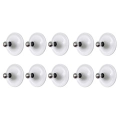 Postmodern Italian Set of Ten White Wall Sconces by Targetti Sankey, 1980s