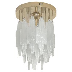 Italian Mid-Century Italian White Murano Glass Chandelier, 1970s